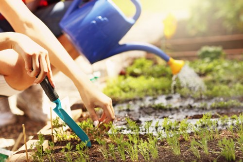 Gardener working in a Catford front garden